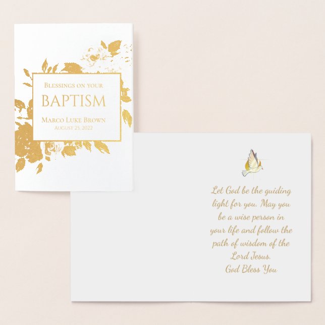 Tarjeta Con Relieve Metalizado Elegantes Bendiciones De Oro En Tu Verdadera Crian (Demostración)