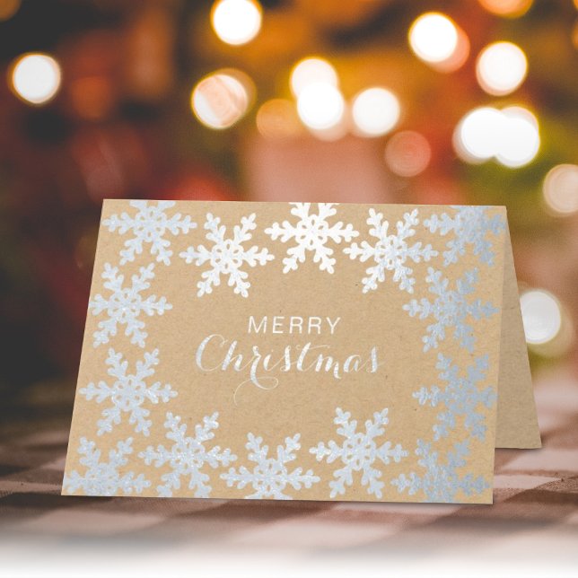 Tarjeta Con Relieve Metalizado Elegantes copos de nieve Feliz Navidad (Subido por el creador)