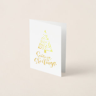 Tarjeta Con Relieve Metalizado Elegantes estaciones de árboles navideños saludos