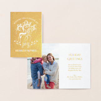 Tarjeta Con Relieve Metalizado Elegantes Navidades de renos Relieve metalizado do
