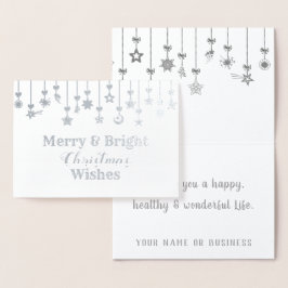Tarjeta Con Relieve Metalizado Elegantes Navidades Estrella Ornamentos