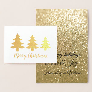 Tarjeta Con Relieve Metalizado Elegantes Navidades purpurinas de oro destellan
