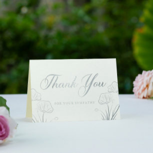 Tarjeta Con Relieve Metalizado Elegantes Poppies Plateados Simpatía Gracias