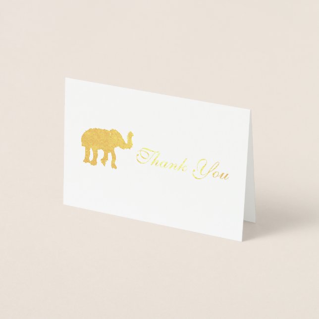 Tarjeta Con Relieve Metalizado Elephant Gracias Card (Anverso)