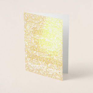 Tarjeta Con Relieve Metalizado Enfrentaré mis temores - Cita positiva