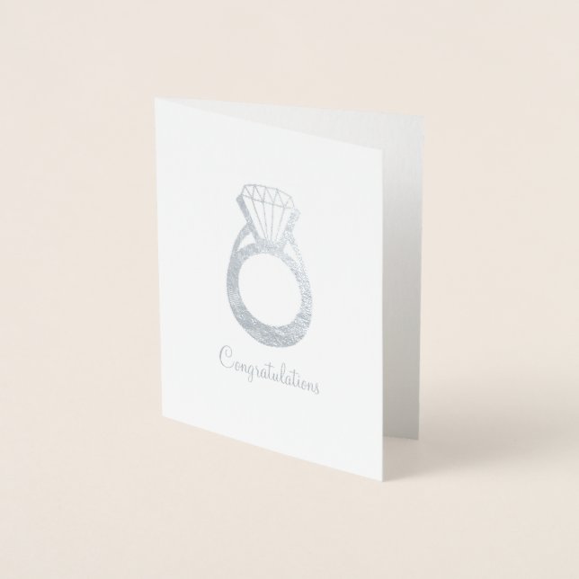 Tarjeta Con Relieve Metalizado Enhorabuena Boda de compromiso de diamantes (Anverso)