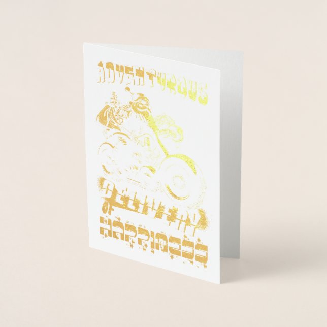 Tarjeta Con Relieve Metalizado Entrega aventurera de felicidad (Anverso)