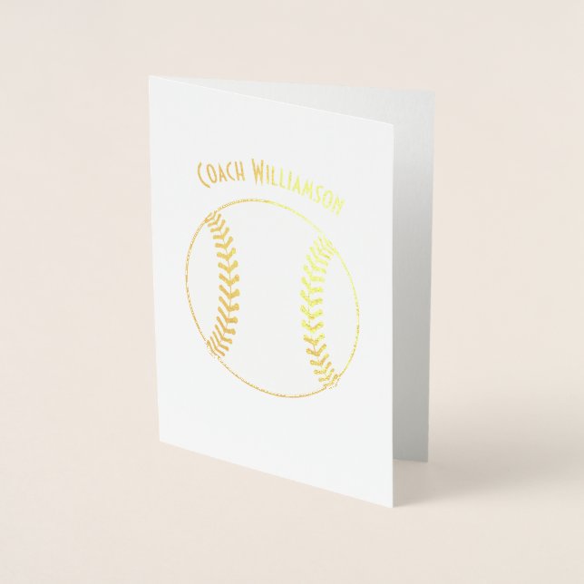 Tarjeta Con Relieve Metalizado Entrenador de béisbol o Patrocinador Gracias Tarje (Anverso)
