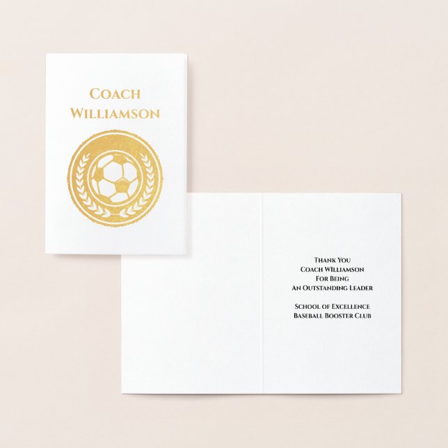 Tarjeta Con Relieve Metalizado Entrenador de fútbol gracias (Demostración)