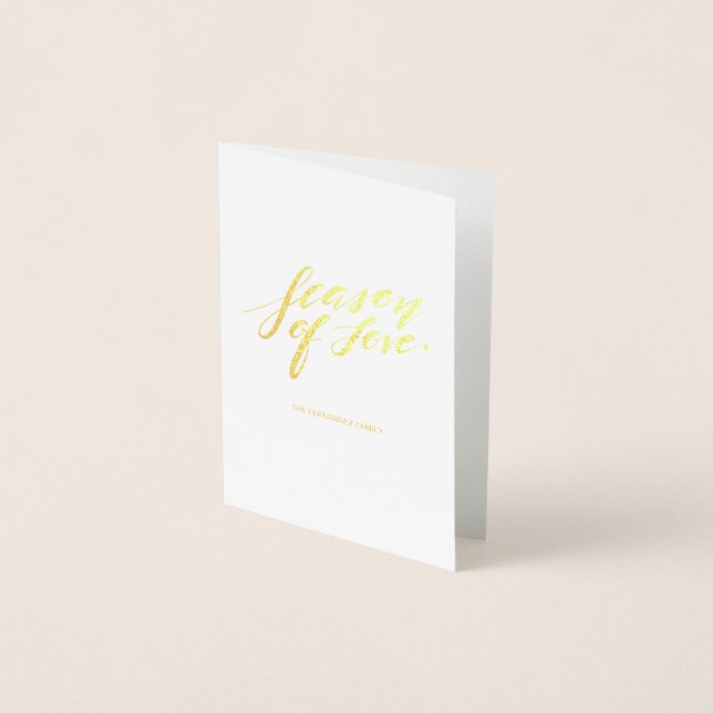 Tarjeta Con Relieve Metalizado época de escritura a mano de amor (Anverso)