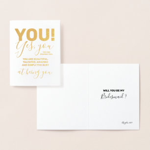Tarjeta Con Relieve Metalizado Eres increíble y mejor - Divertida dama de honor