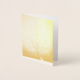 Tarjeta Con Relieve Metalizado Escena de invierno
