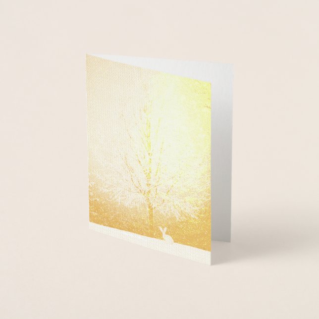 Tarjeta Con Relieve Metalizado Escena de invierno (Anverso)