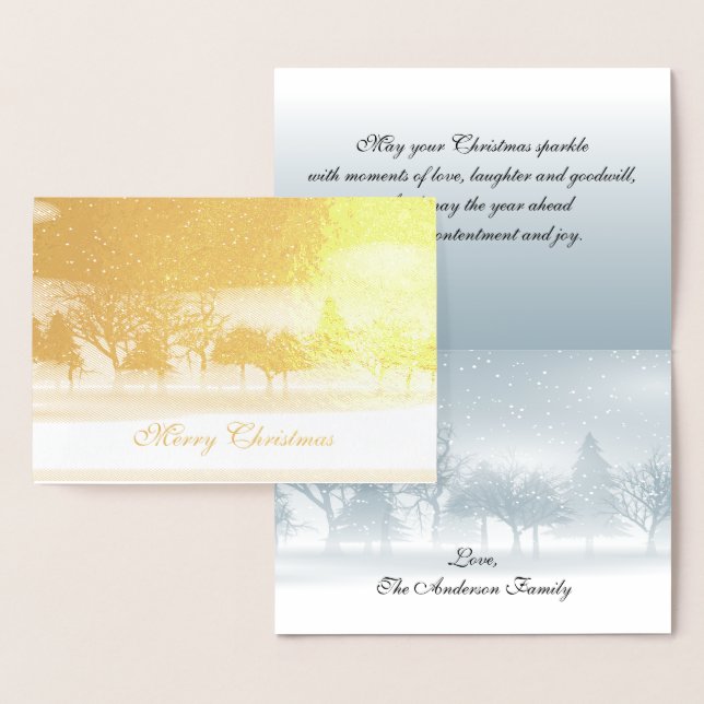 Tarjeta Con Relieve Metalizado Escena de invierno de navidades (Demostración)