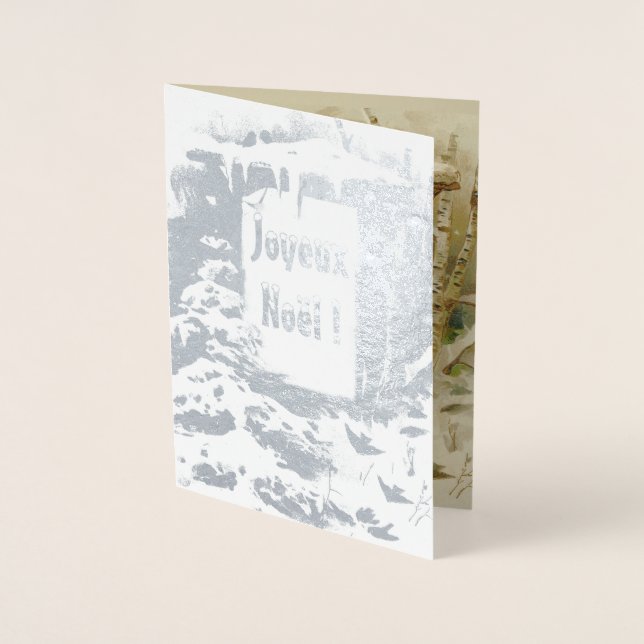 Tarjeta Con Relieve Metalizado escena de Joyeux Noel-yard (Anverso)