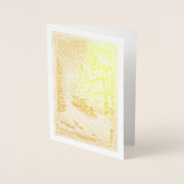 Tarjeta Con Relieve Metalizado Escenario de Navidades de vacaciones