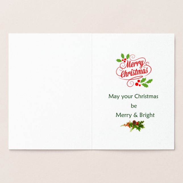 Tarjeta Con Relieve Metalizado Escenario de Navidades de vacaciones (Interior)