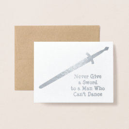 Tarjeta Con Relieve Metalizado Espada de plata medieval - Cita Personalizado - Te