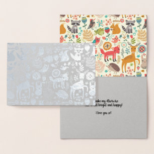 Tarjeta Con Relieve Metalizado Espectaculares criaturas de bosques en todas las o