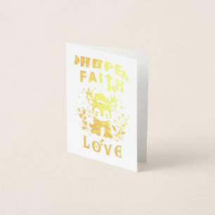 Tarjeta Con Relieve Metalizado Esperanza Fe Amor