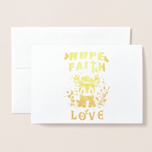 Tarjeta Con Relieve Metalizado Esperanza Fe Amor (Anverso con sobre)