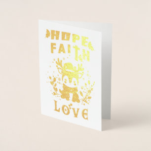 Tarjeta Con Relieve Metalizado Esperanza Fe Amor