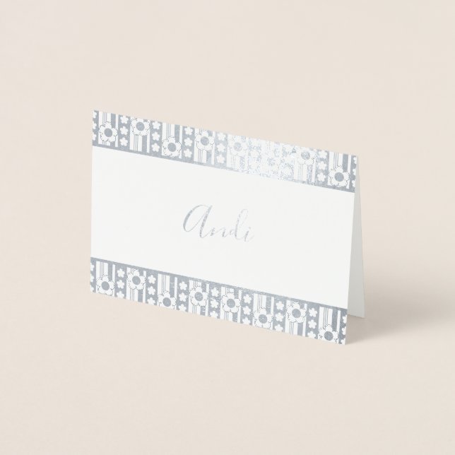 Tarjeta Con Relieve Metalizado Estacionamiento de nombres de flores de invierno (Anverso)