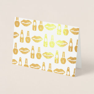 Tarjeta Con Relieve Metalizado Estilo de belleza del artista polaco de maquillaje
