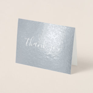 Tarjeta Con Relieve Metalizado Estilo de letra Caligrafía Gracias Plata