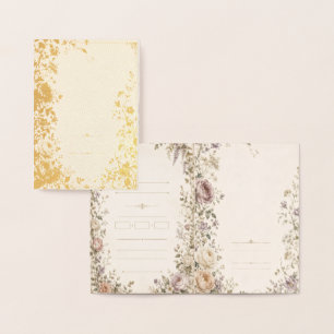 Tarjeta Con Relieve Metalizado Estilo de papelería de boda de jardín vintage