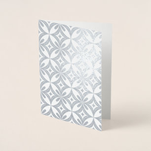 Tarjeta Con Relieve Metalizado Estilo retro del patrón geométrico azul
