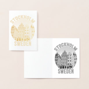 Tarjeta Con Relieve Metalizado Estocolmo Suecia