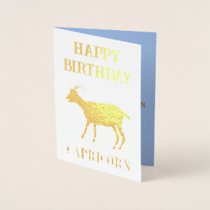 Tarjeta Con Relieve Metalizado Estrella de Capricornio Signo de cabra Cumpleaños