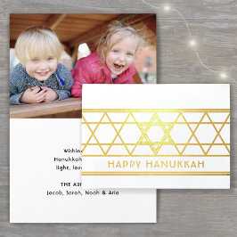 Tarjeta Con Relieve Metalizado Estrella de David Happy Hanukkah Modern Simple 1 F