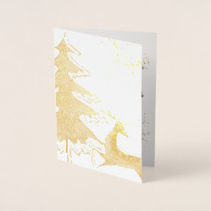 Tarjeta Con Relieve Metalizado Estrella del Árbol de Oro Primera Navidad Mejor Fo