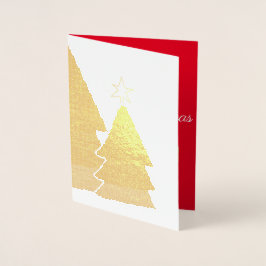 Tarjeta Con Relieve Metalizado Estrella Y Regalos De Feliz Árbol De Navidad