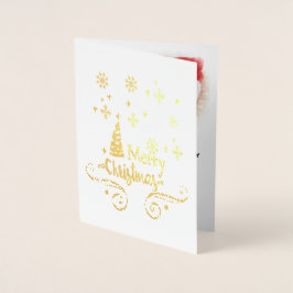 Tarjeta Con Relieve Metalizado Estrellas, luna, copos de nieve y Feliz Navidad, Z