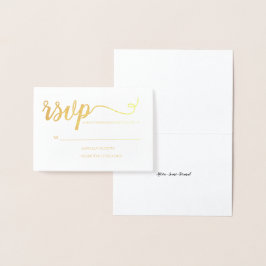 Tarjeta Con Relieve Metalizado Evento de script RSVP de oro simple elegante