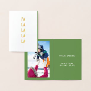 Tarjeta Con Relieve Metalizado Fa la la la la , Felicitaciones de Navidad foto