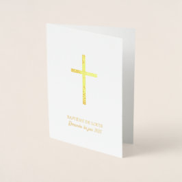 Tarjeta Con Relieve Metalizado Faire-Part de Baptême traditionnel doré