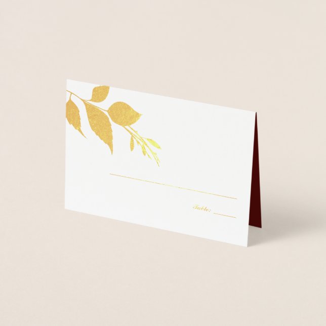 Tarjeta Con Relieve Metalizado Fall Sale de Burgundy Boda Place Card (Anverso)