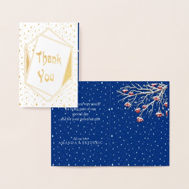 Tarjeta Con Relieve Metalizado Fantasía De Invierno Gracias (Demostración)