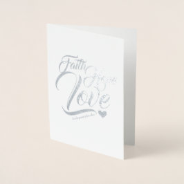 Tarjeta Con Relieve Metalizado Fe, esperanza y Personalizable de amor
