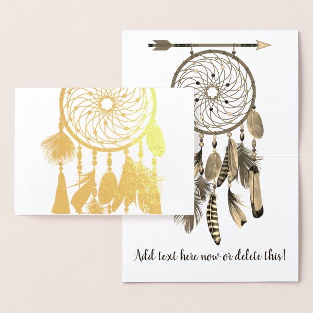 Tarjeta Con Relieve Metalizado Feathers Dreamcatcher | Para cualquier ocasión (Demostración)
