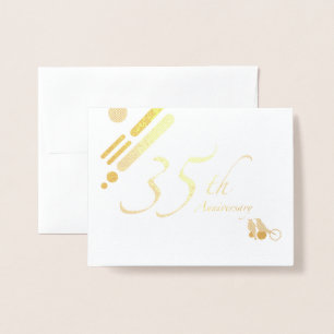 Tarjeta Con Relieve Metalizado Felices 35 Aniversarios