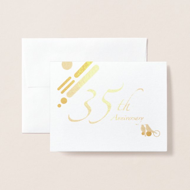 Tarjeta Con Relieve Metalizado Felices 35 Aniversarios (Anverso con sobre)