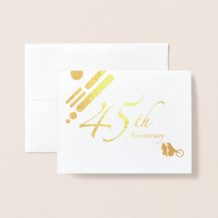 Tarjeta Con Relieve Metalizado Felices 45 Aniversarios de las Aves de Oro