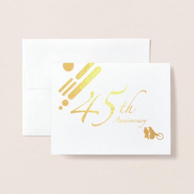 Tarjeta Con Relieve Metalizado Felices 45 Aniversarios de las Aves de Oro (Anverso con sobre)