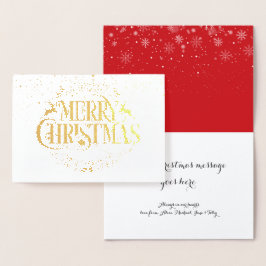 Tarjeta Con Relieve Metalizado Felices Fiestas de Navidad Copos de Nieve Elegante