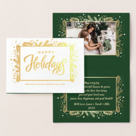 Tarjeta Con Relieve Metalizado Felices fiestas. Personalizado Photo Luxury